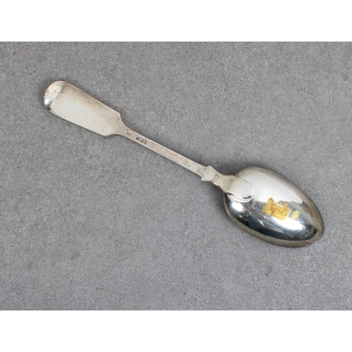 534 - A Jersey Militia silver table spoon overstruck mark CTM (Charles T. Maine, Jersey, late 19th-early 2... 