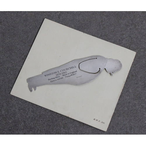 537 - A novelty silver bookmark in the form of a cut out Sir Winston Churchill David Shaw Silverware Ltd, ... 