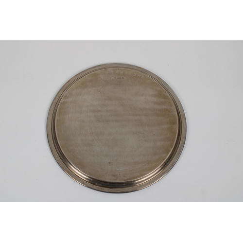545 - A modern silver circular tray Barker Ellis Silver Co, Birmingham, 1974, beaded rim, plain form, 10in... 