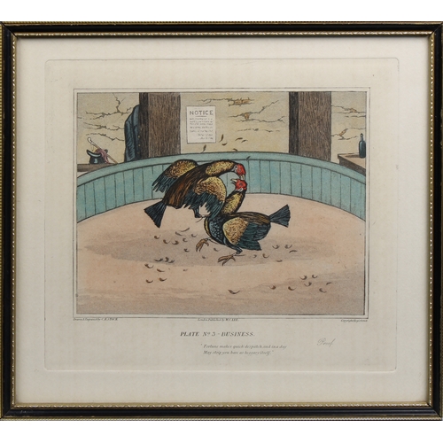 573 - Five Cock Fighting colour engravings after H Alken engraved C R Stock, the plates titled - A Start; ... 