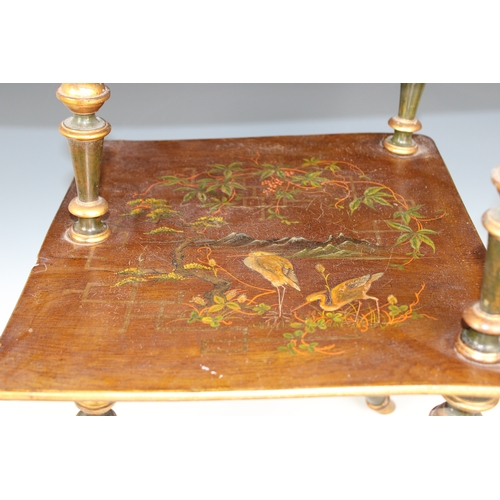 655 - A Japonesque Aesthetic Movement lacquered two tier wooden occasional table late 19th century, the re... 