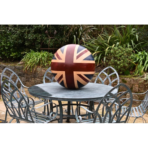 720 - A Timothy Oulton vintage Union Jack ball fibreglass, painted to replicate a vintage Union Jack flag,... 