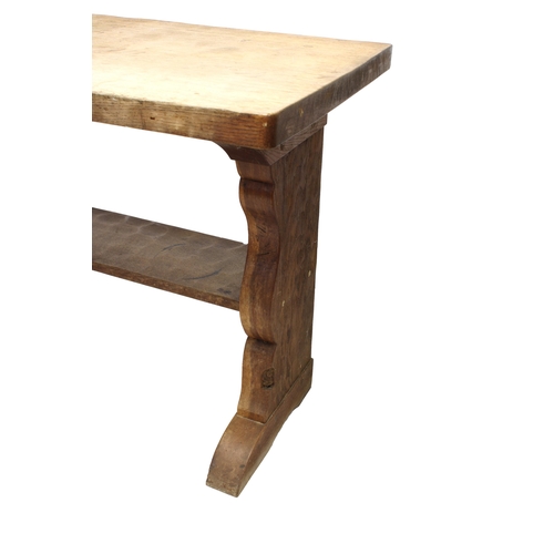 745 - Thomas 'Gnomeman' Whitaker of Littleback dining room suit comprising an oak dining table 86 x 32¼in.... 