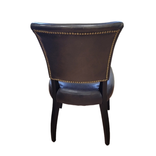 775 - A set of six leather Timothy Oulton dining chairs rugged look leather with natural patina, dark brow... 