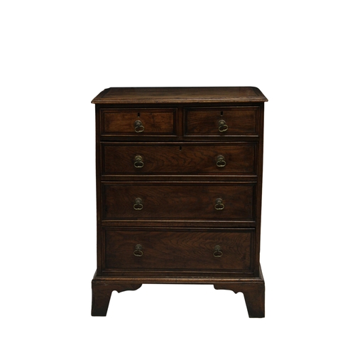 783 - A George III oak chest of drawers with three graduated long drawers below two short drawers, origina... 