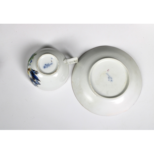 372 - Six late 19th century Meissen porcelain cup and saucers floral painted decoration, crossed swords ma... 