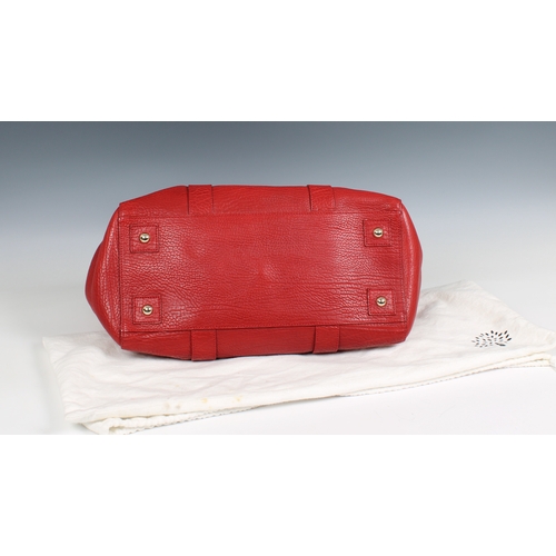 643 - Mulberry - A red Bayswater handbag crafted from red leather, featuring double rolled handles, top fl... 