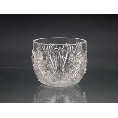 13 - A Lalique glass bowl leaf moulded, with engraved mark to base 'Lalique, France', 4 inches high (10cm... 