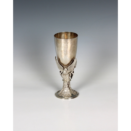 142 - A commemorative silver chalice Hector Miller, London, date letter indistinct, inscribed 