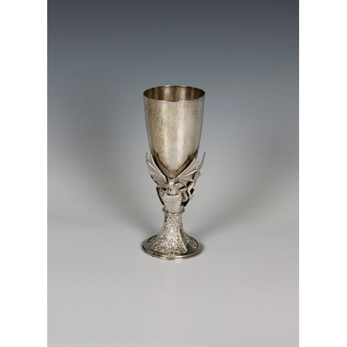 142 - A commemorative silver chalice Hector Miller, London, date letter indistinct, inscribed 