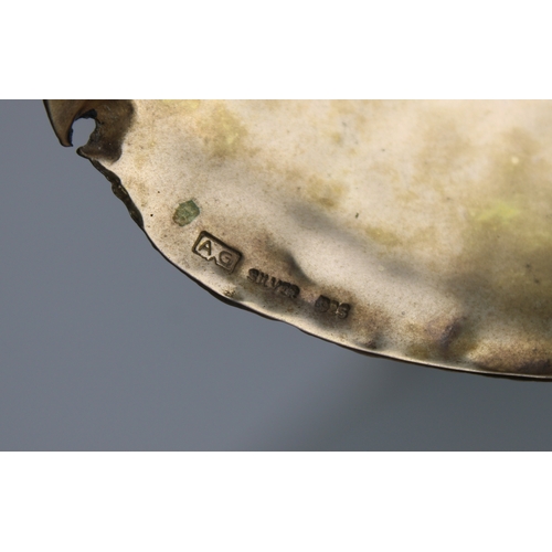 174 - A realistic silver and gilt ormer / abalone shell stamped 'AG' SILVER 925, 4in. (10cm.) long, weight... 