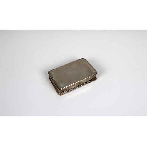 190 - A William IV silver snuff box London, 1834, 'J.B' possibly Josiah Barnet, of rectangular form, havin... 