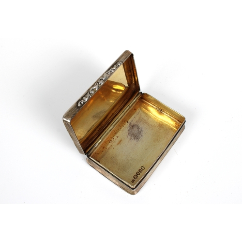 190 - A William IV silver snuff box London, 1834, 'J.B' possibly Josiah Barnet, of rectangular form, havin... 