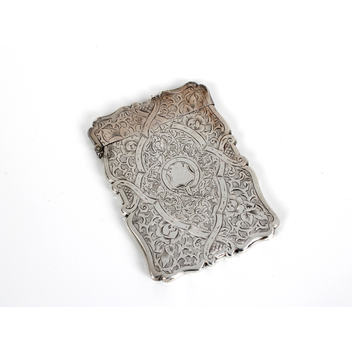 194 - A Victorian silver card case Maker's mark rubbed, probably Frederick Marson, Birmingham, 1871, of sh... 