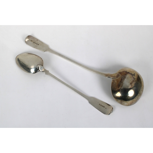 210 - A George IV silver fiddle pattern stuffing / basting spoon William Eley I & William Fearn, London, 1... 