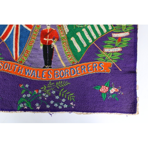 218 - Military interest - A rare South Wales Borderers military embroidery commemorating the amalgamation ... 