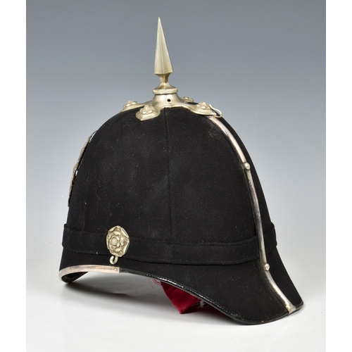 222 - A Royal Engineers Volunteers Officers Home Service Helmet early 20th century, dark blue cloth body c... 