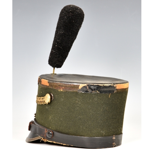 223 - A 19th century US Maryland National Guard Shako black felt shako with brass chin scales mounted via ... 