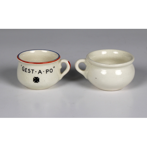 229 - World War II - A pair of Fielding's propaganda novelty miniature chamber pots comprising of 'FLIP YO... 