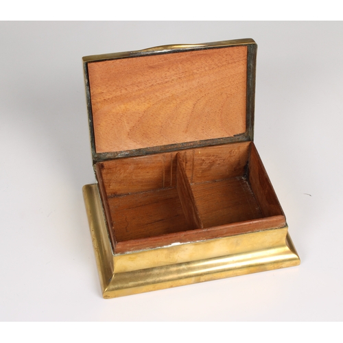 244 - Trench Art - Royal Artillery box and pedestal dish box of rectangular form, the lid with applied Roy... 