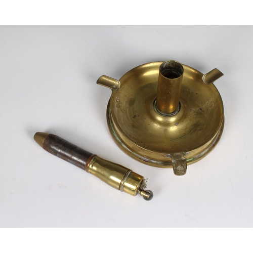 246 - Trench Art - Ashtray with integral bullet lighter the ashtray fashioned from a shell casing, having ... 