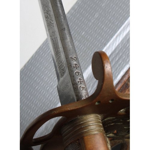 276 - A British 1845 pattern infantry officer's sword the 32¾in. (83cm.) curved fullered steel blade etche... 