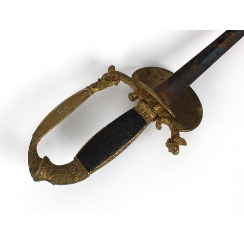 277 - A 19th century American officer's dress sword gilt metal handle and guard decorated with classical m... 