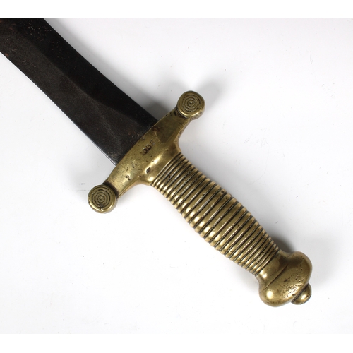 280 - A French 1831 pattern 'Gladius' or 'Cabbage Cutter' Brass Handled Short Sword illegible stamps, 47.4... 