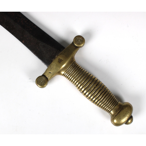 280 - A French 1831 pattern 'Gladius' or 'Cabbage Cutter' Brass Handled Short Sword illegible stamps, 47.4... 