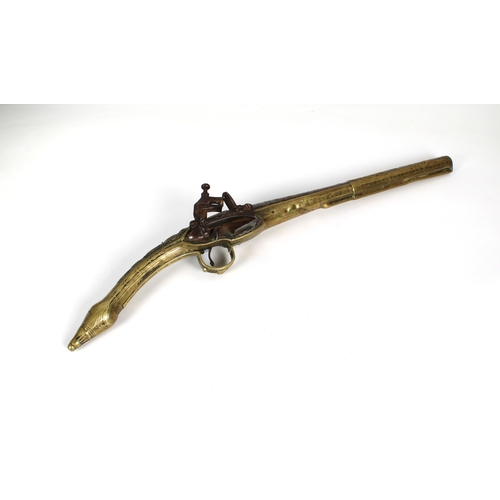 292 - A late 18th or early 19th century Balkan Miquelet flintlock pistol, the full stock, rat tail butt an... 