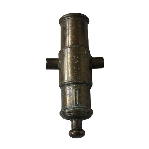 299 - A French Napoleonic, late 18th century, bronze mortar/bombard cannon dated 1793 inscribed end of tru... 