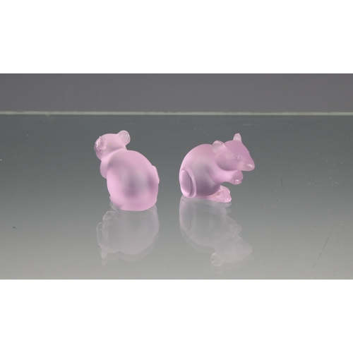 3 - A miniature Lalique Mouse modelled in pink, etched 'Lalique France', 1 3/8in. (3.7cm.) high, togethe... 