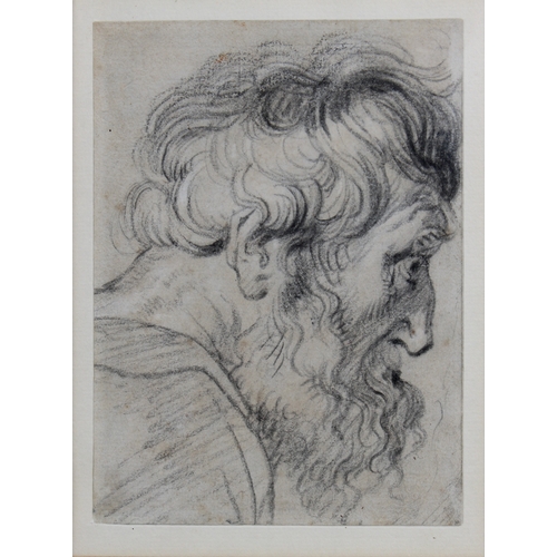 303 - Circle of Sir Peter Paul Rubens (Flemish, 1577-1640). Four drawings of heads of bearded men. (A) Hea... 