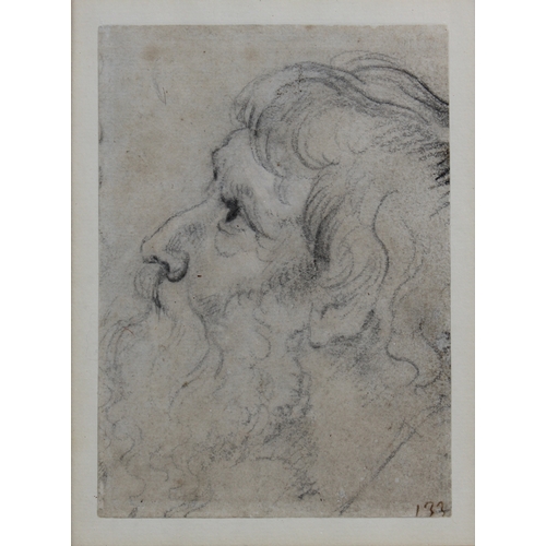 303 - Circle of Sir Peter Paul Rubens (Flemish, 1577-1640). Four drawings of heads of bearded men. (A) Hea... 