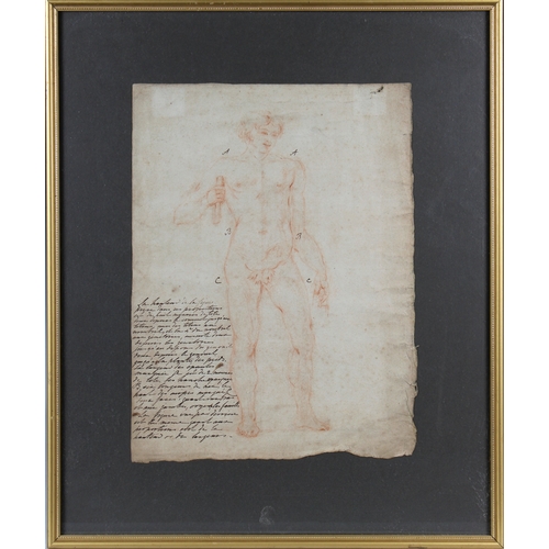 318 - French, late 18th century Proportional Study of a Man in a Classical pose, sanguine chalk on laid pa... 