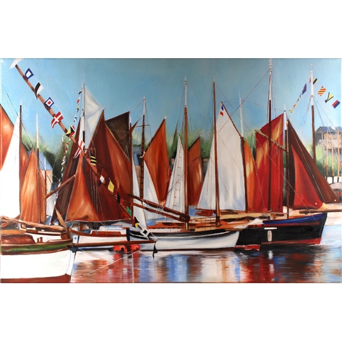 343 - N. Sully (French, 21st century) The Regatta, oil on canvas, signed lower right 