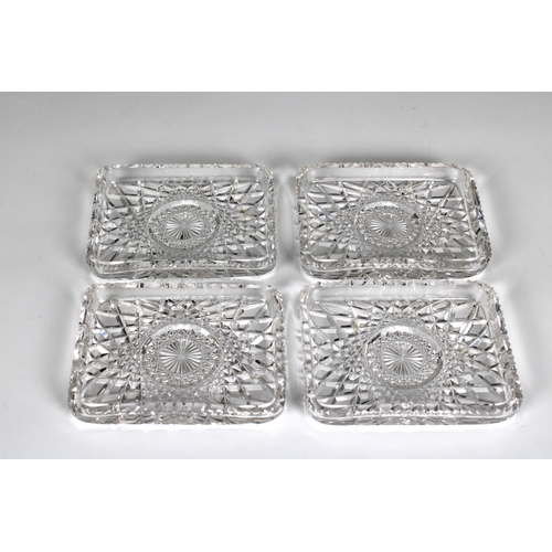 46 - A cased set of four rectangular cut glass butter dishes late 19th century, 3¾ x 2 7/8in. (9.7 x 7.4c... 