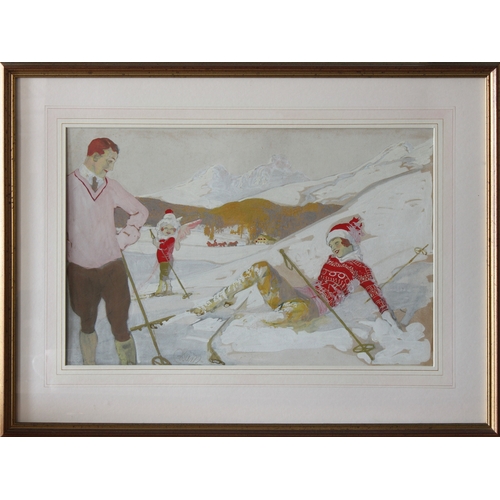 491 - Edmund Blampied RBA, RE, (Jersey, 1886-1966) Skiing. 