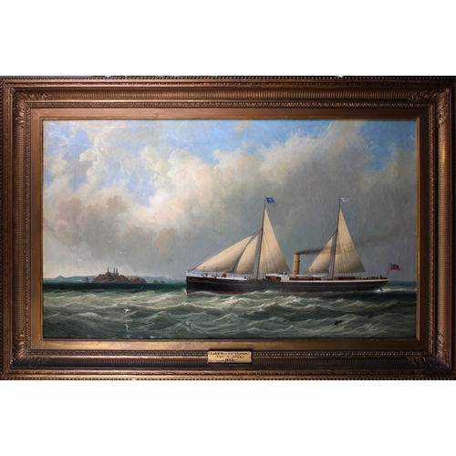 492 - Philip John Ouless (Jersey, 1817-1885) L & SW Steamship Diana off the Casquettes, the island of Alde... 