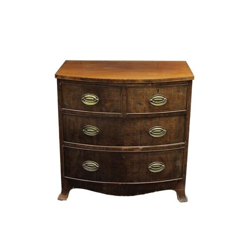 504 - A George III mahogany bowfront chest of small proportions with two short over two long drawers and b... 