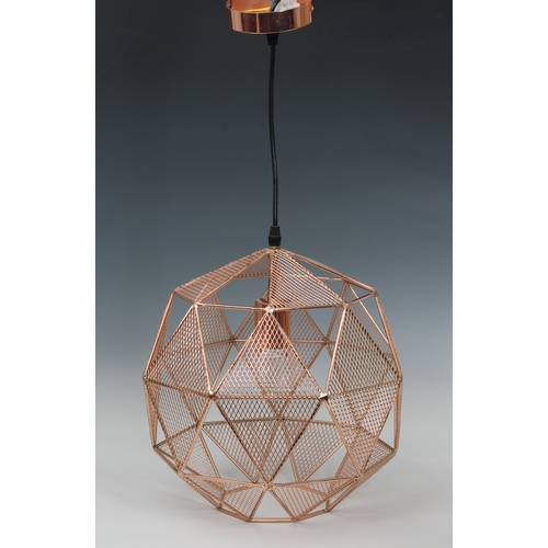 540 - Geometric Ceiling Light Copper metal, approximately 12 x 12in.), 30 x 30cm.