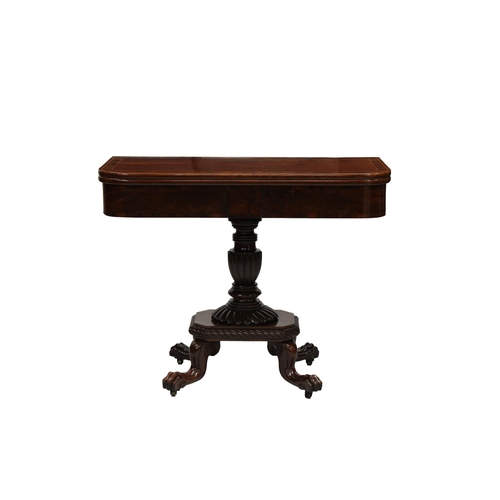 543 - A fine Victorian mahogany folding top side table the crossbanded inlaid top on a turned and gadroone... 