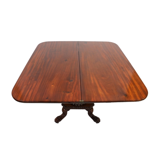 543 - A fine Victorian mahogany folding top side table the crossbanded inlaid top on a turned and gadroone... 