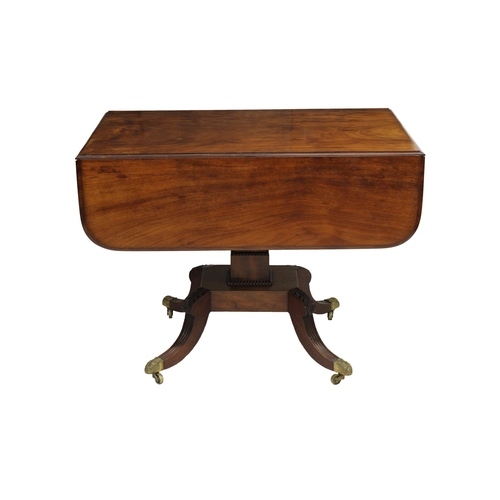 554 - A George IV mahogany Pembroke table the rectangular top with two drop leaves, over an ebony lined fr... 