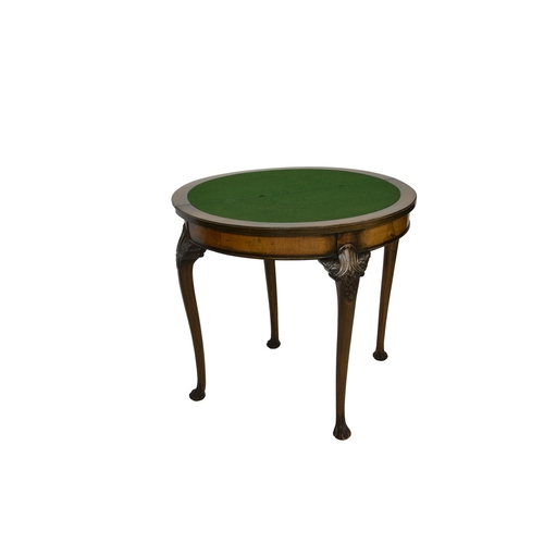 558 - An early Georgian style fold over mahogany card table 1930's, with inset green baize over a plain fr... 