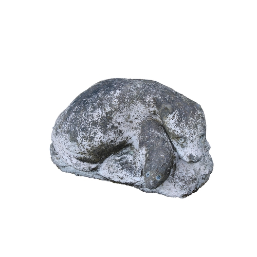 578 - A composite stone figure of a pair of otters 20in. (50.8cm.) long.