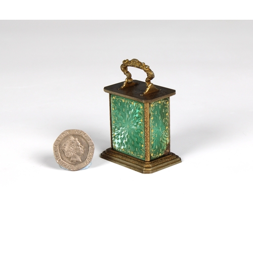 584 - A good French miniature enamelled mantel clock late 19th century, signed Brevet to base, with scroll... 