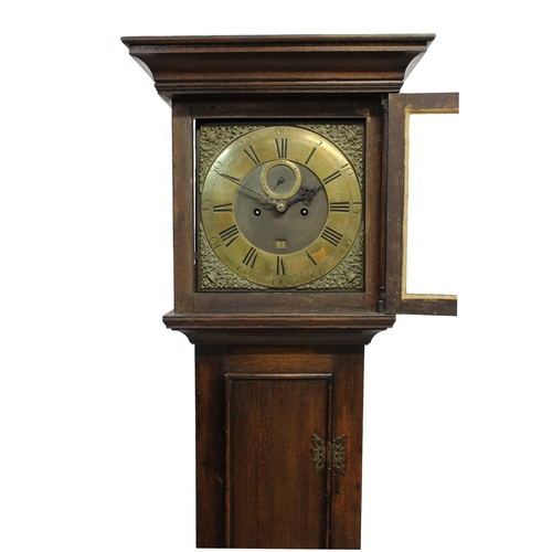 597 - An 18th century oak 8 day Channel Island longcase clock by Nicholas Blondel marked 'No 139' to the r... 