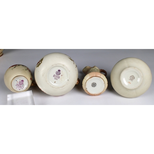 60 - A collection of Victorian Royal Worcester blushed ivory porcelain comprising a teapot & cover of lob... 