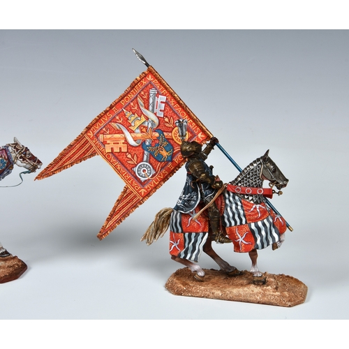 606 - Medallion Miniatures - 54mm hand painted models of three soldiers on horseback limited editions, eac... 